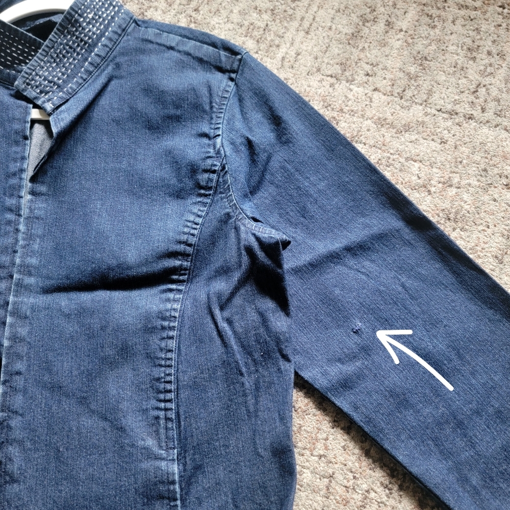 Eileen Fisher Open‎ Front High Collar Soft Denim Jacket Small - Picture 13 of 13